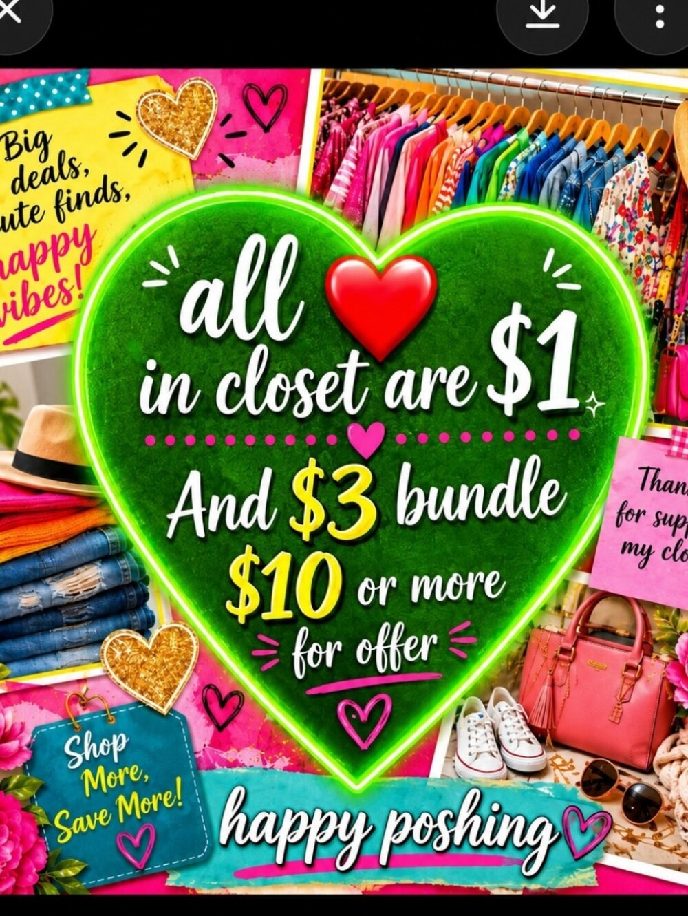 Look For ❤️'s In Closet To Find $1 AND $3 DEALS,!